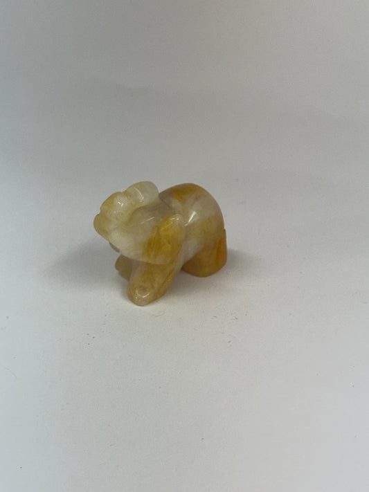 Éléphant Porte-Bonheur en Citrine – Sculpture en Pierre Naturelle