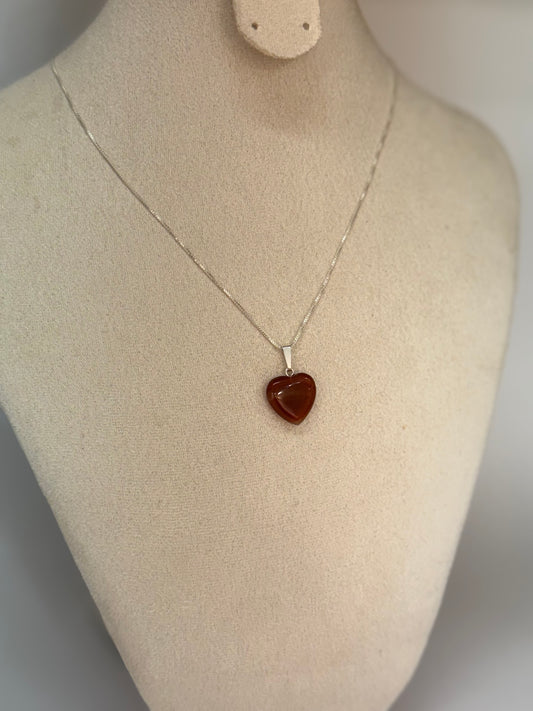 Pendentif Cœur en Cornaline – Confiance & Vitalité